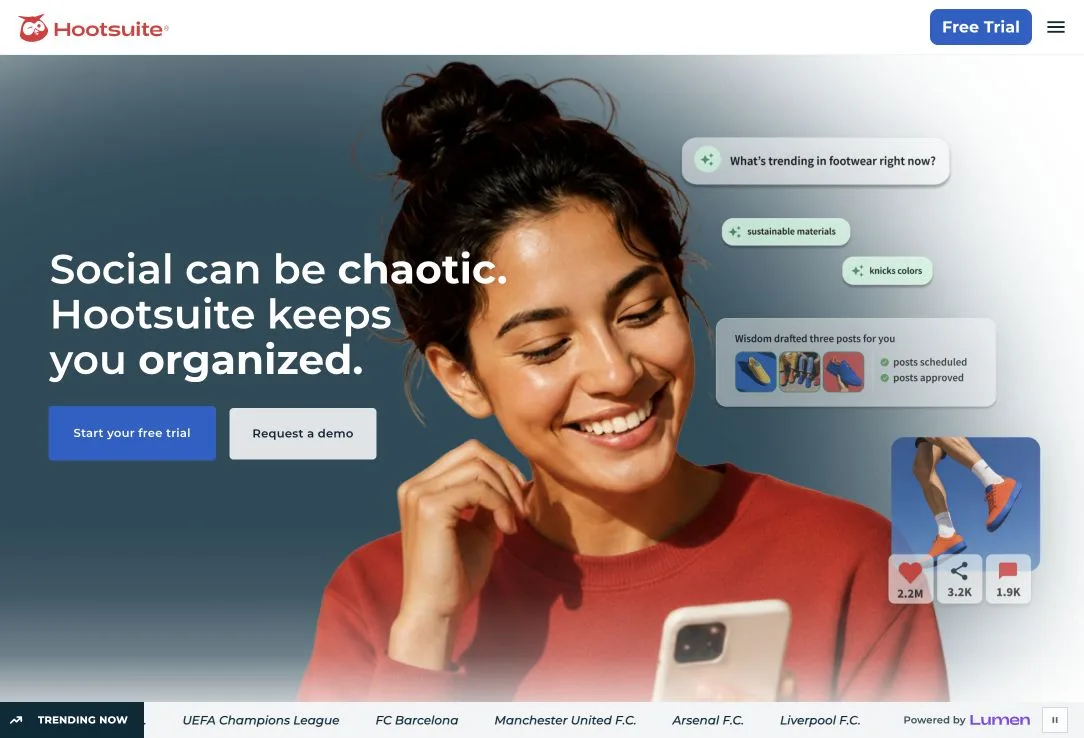 Hootsuite public landing page hero or marketplace listing